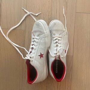 Custom Converse One Star White and Red Sneakers